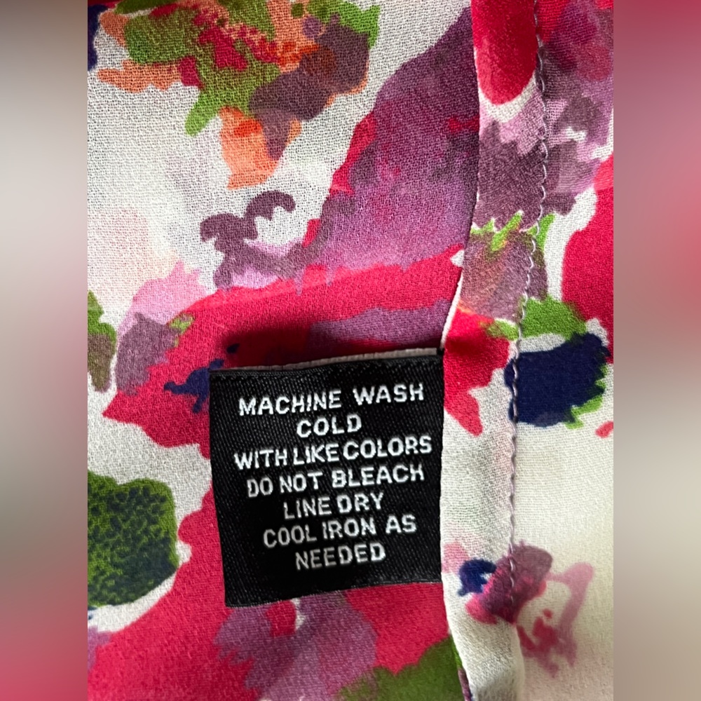 Walter Baker W118 Size L multicolor Floral Sheer Button Up Top Career - Picture 7 of 14